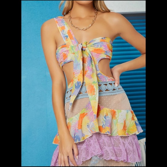 SHEIN | Colourful Ruffle Mesh Dress - Picture 4 of 5